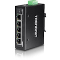 TRENDnet 6-Port Hardened Industrial Gigabit DIN-Rail Switch, 12 Gbps Switching Capacity, IP30 Rated Metal Housing -40 to 75 ºC (-40 to 167 ºF),DIN-Rail & Wall Mounts Included, Lifetime Protection, Black, TI-G62