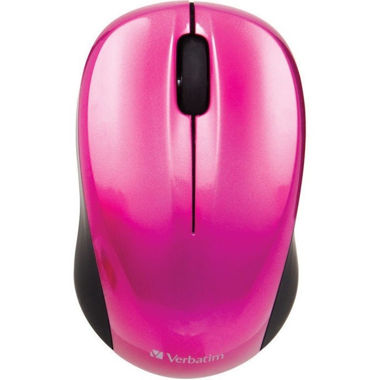 Verbatim GO NANO 97668 Mouse - Radio Frequency - USB - Optical - 3 Button(s) - Hot Pink