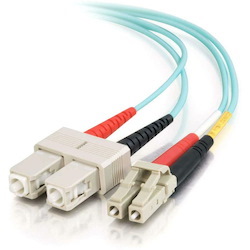 C2G 1m LC-SC 10Gb 50/125 Duplex Multimode OM3 Fiber Cable - Aqua - 3ft