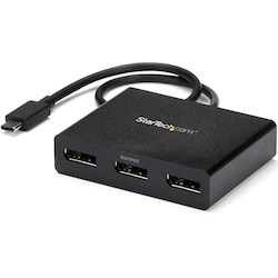StarTech.com 3-Port USB-C Multi-Monitor Adapter, Type-C to 3x DisplayPort 1.2 MST Hub, Triple 1080p DP Display Extender/Splitter, Windows
