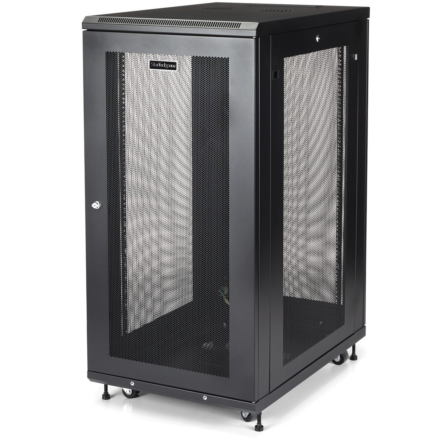 StarTech.com 4-Post 24U Server Rack Cabinet, 19" Data Rack Cabinet for Computer / IT Equipment, Home Network Rack, Half Height Server Rack