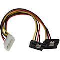 StarTech.com 12in LP4 to 2x Right Angle Latching SATA Power Y Cable Splitter - 4 Pin LP4 to Dual SATA