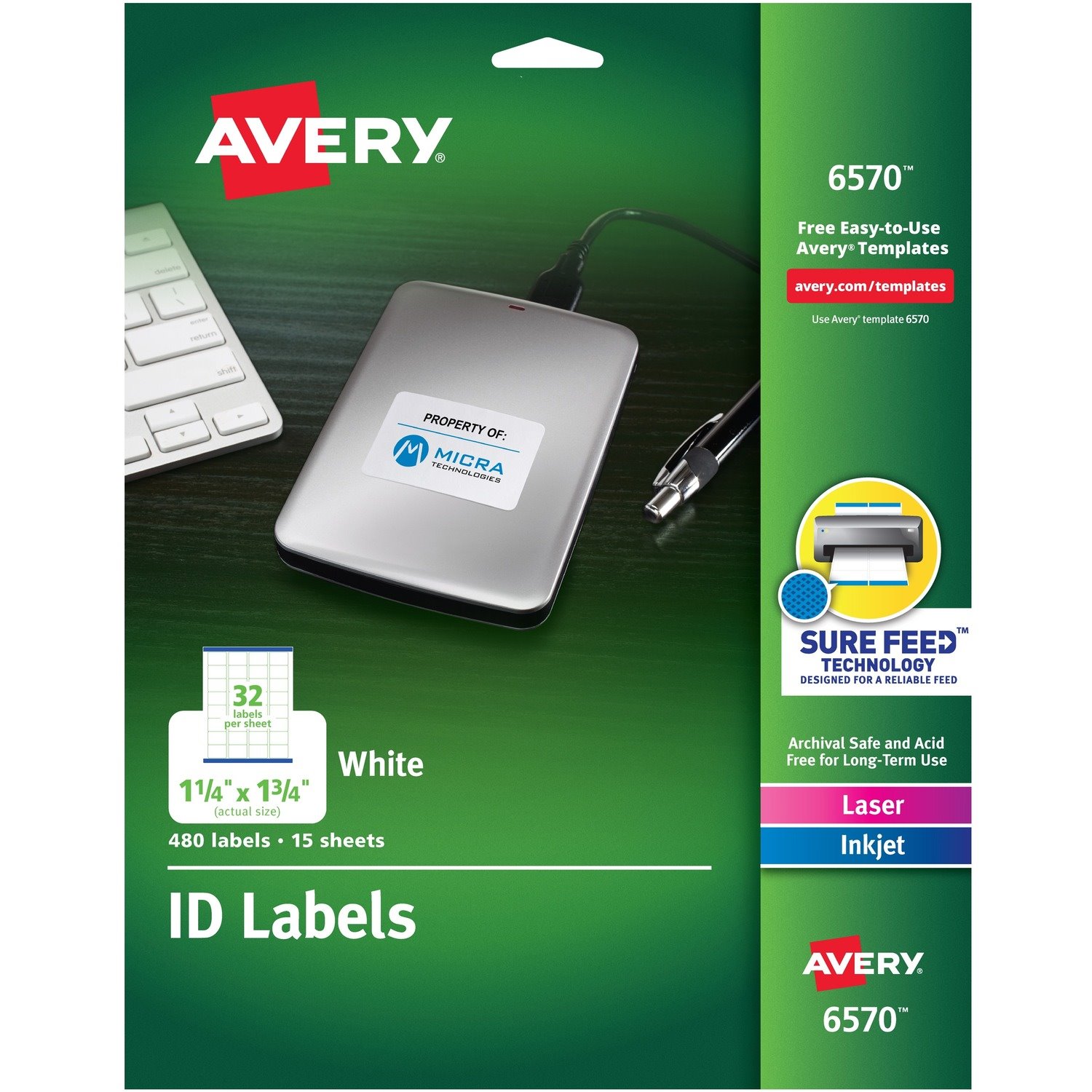 Avery&reg; Laser Inkjet Printer Permanent ID Labels