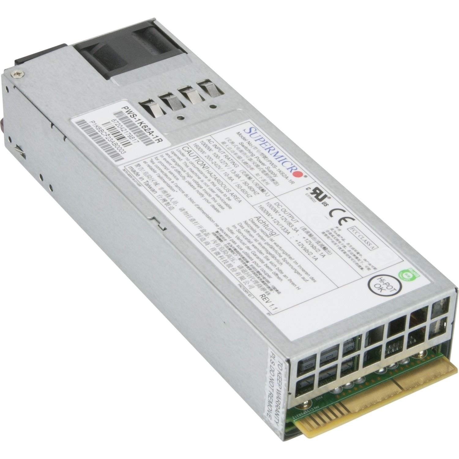 Supermicro 1000W/1600W 1U Redundant Power Supply (PWS-1K62A-1R)