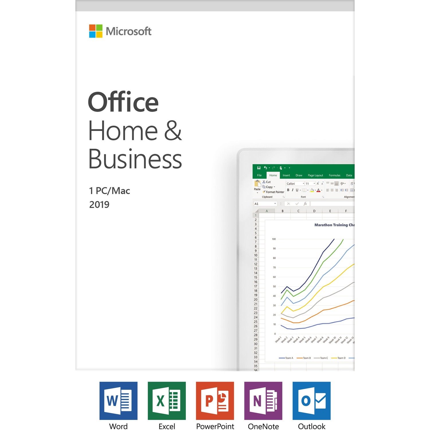 Microsoft Office 2019 Home & Business - Box Pack - NA/PR/TT Only Medialess