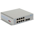 Omnitron Systems OmniConverter 10GPoE+/Sx PoE+, 2xSFP/SFP+, 8xRJ-45, 1xDC Powered Commercial Temp
