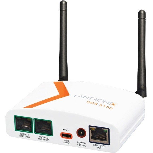Lantronix SGX 5150 Wireless IoT Gateway, 802.11a/b/g/n/ac, 2xRS232 (RJ45), USB, 10/100 Ethernet, EU Model
