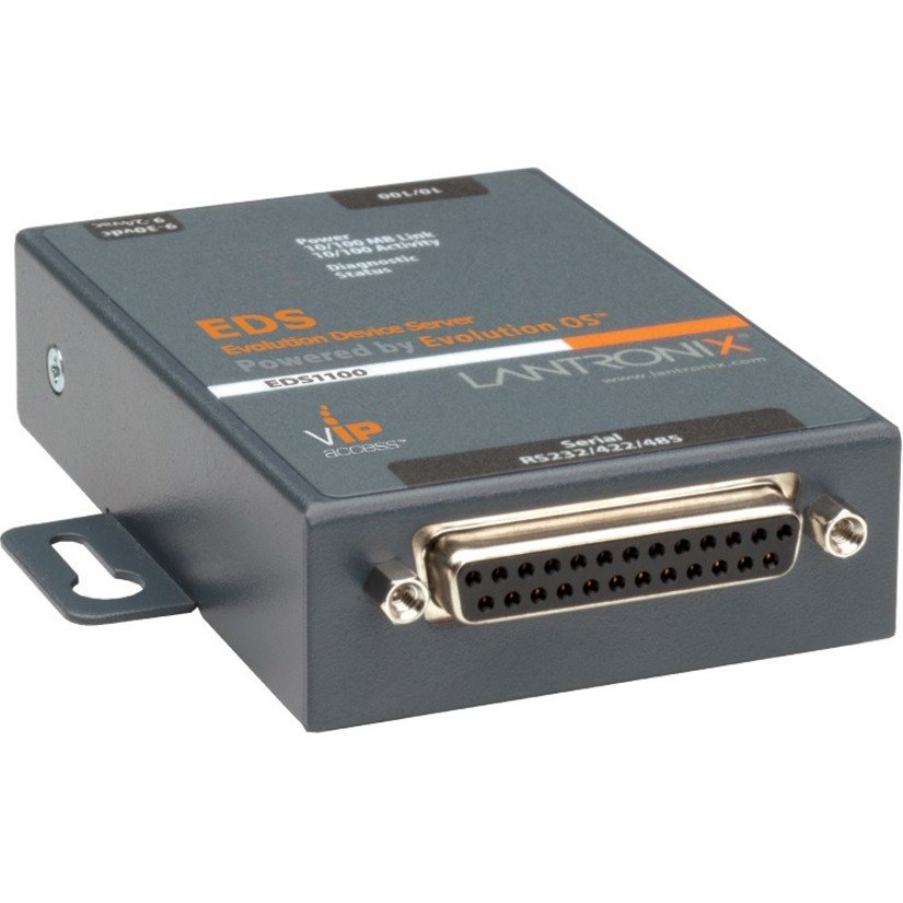 Lantronix One Port Secure Serial (RS232/ RS422/ RS485) to IP Ethernet Device Server; Up to 256-bit AES encryption; SSH/SSL/TLS Enterprise Security with PKI; International 110-240 VAC