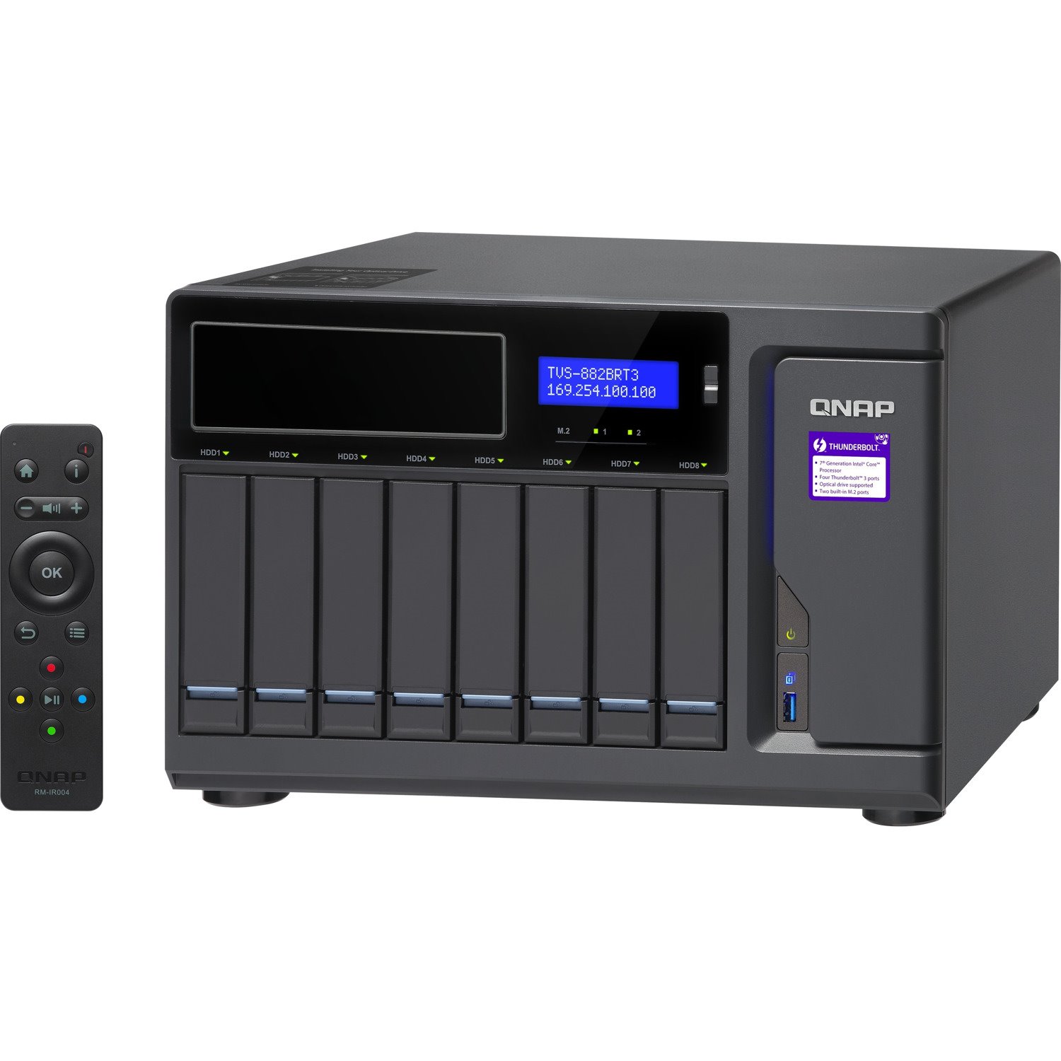 QNAP Turbo vNAS TVS-882BRT3 8 x Total Bays SAN/NAS Storage System - 512 MB Flash Memory Capacity - Intel Core i7 i7-7700 Quad-core (4 Core) 3.60 GHz - 32 GB RAM - DDR4 SDRAM Desktop