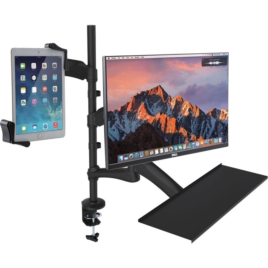 CTA Digital 2-in-1 Adjustable Monitor and Tablet Mount Stand with Keyboard Tray