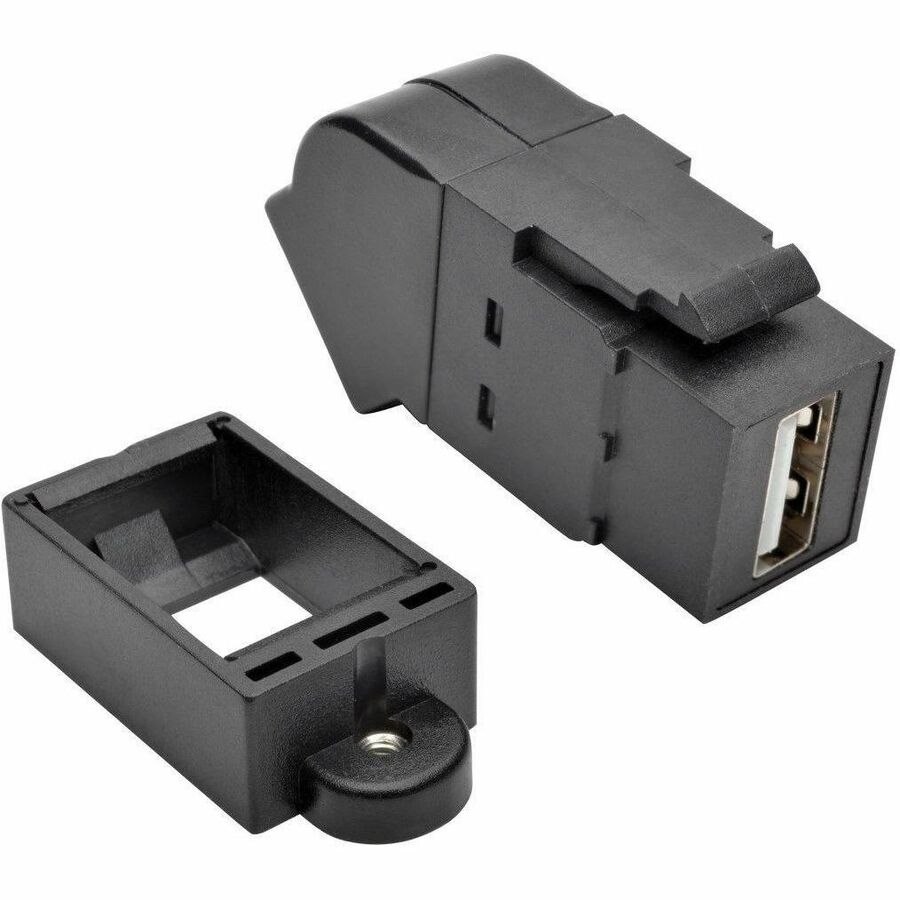 Eaton Tripp Lite Series USB 2.0 All-in-One Keystone/Panel Mount Angled Coupler (F/F), Black