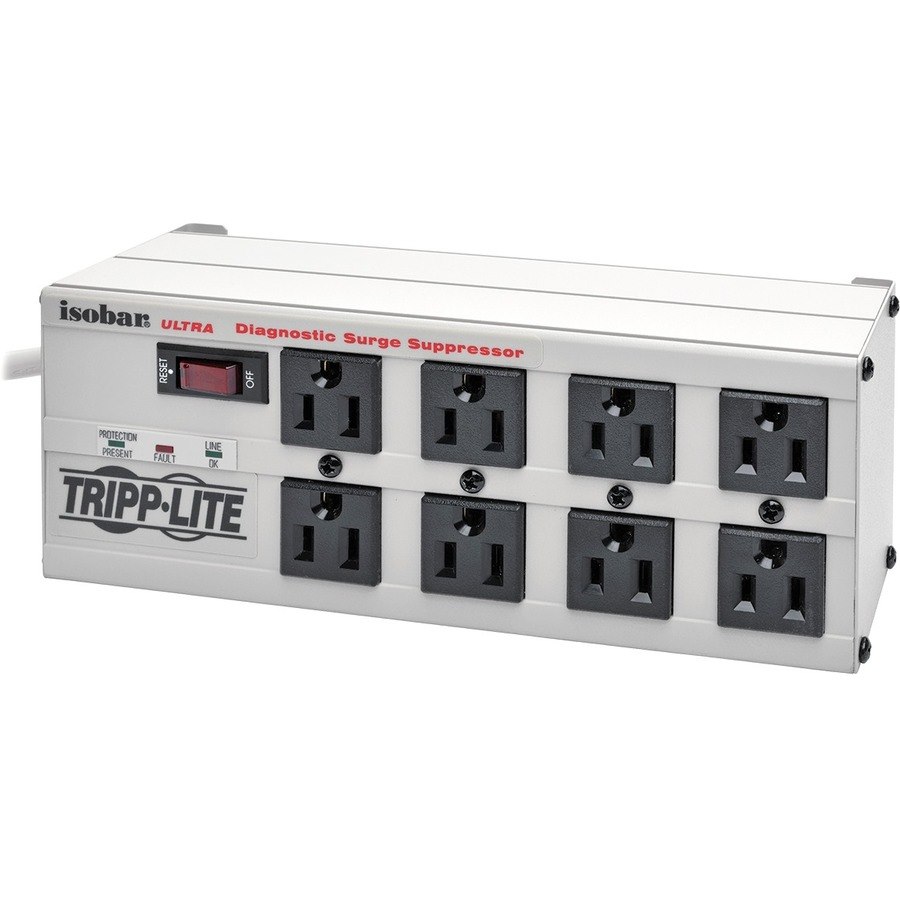 Tripp Lite by Eaton Isobar 8-Outlet Surge Protector, 25 ft. Cord with Right-Angle Plug, 3840 Joules, Diagnostic LEDs, Metal Housing