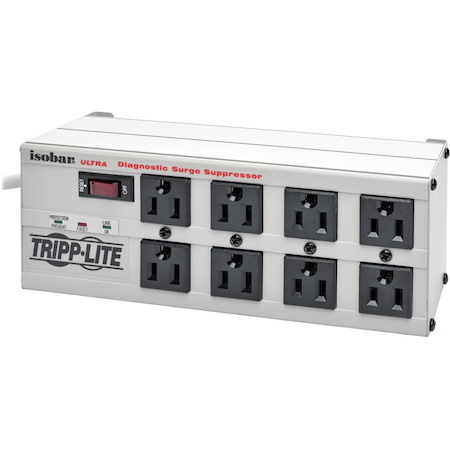 Tripp Lite by Eaton Isobar 8-Outlet Surge Protector, 25 ft. Cord with Right-Angle Plug, 3840 Joules, Diagnostic LEDs, Metal Housing