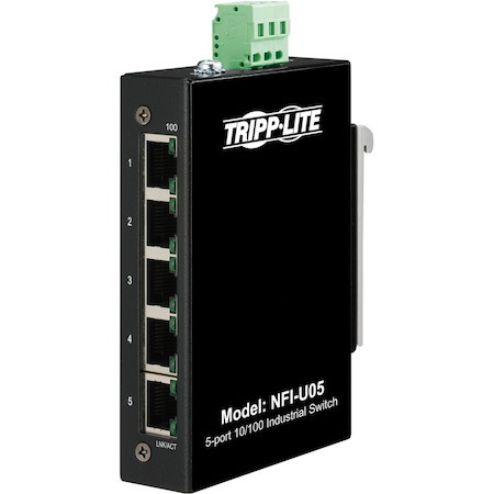 Tripp Lite by Eaton 5-Port Unmanaged Industrial Ethernet Switch 10/100 Mbps Ruggedized -40Â&deg; to 75Â&deg;C DIN/Wall Mount - TAA Compliant