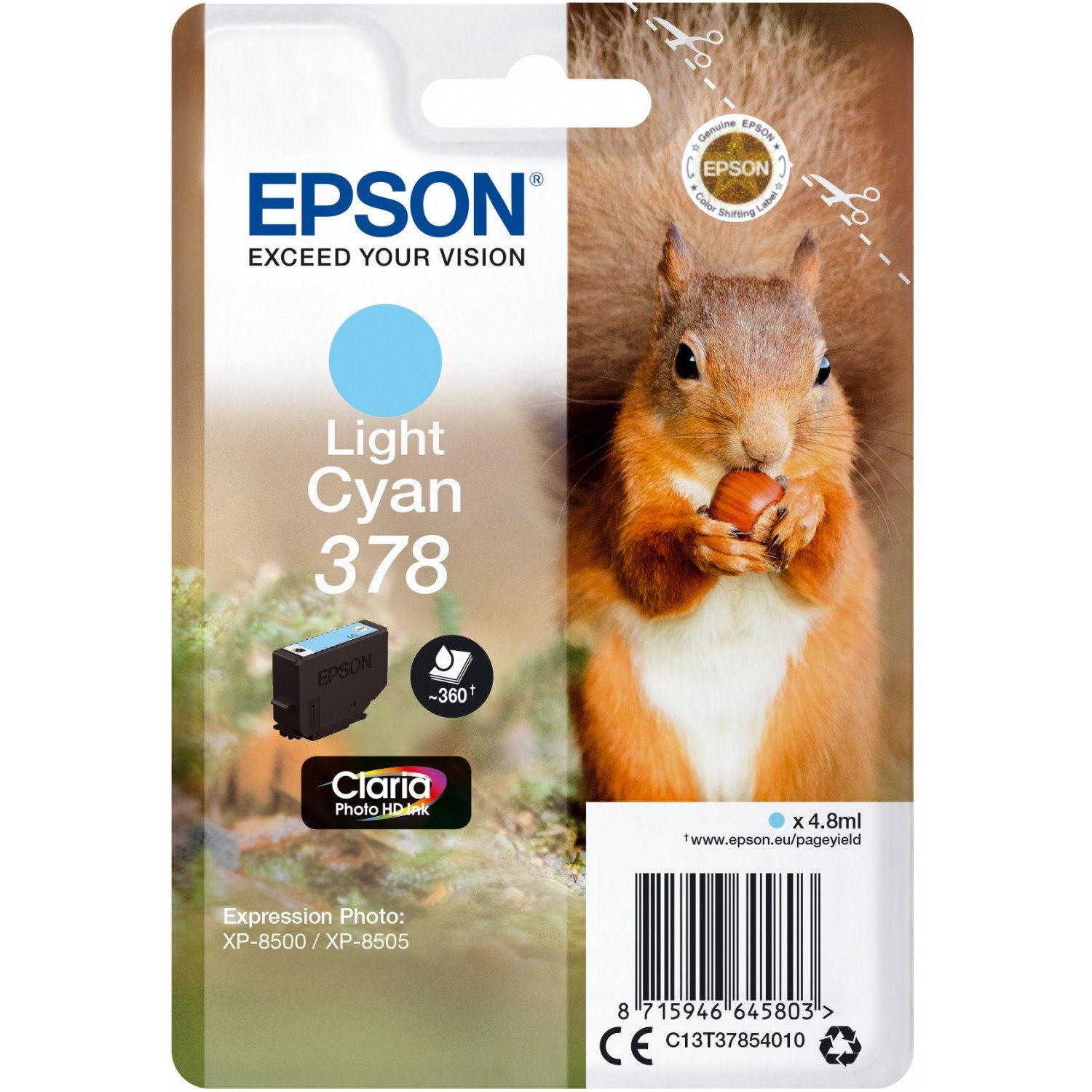 Epson Claria Photo HD 378 Original Standard Yield Inkjet Ink Cartridge - Single Pack - Light Cyan - 1 Pack