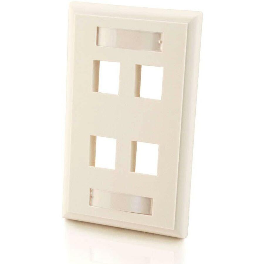 C2G 4-Port Single Gang Multimedia Keystone Wall Plate - White