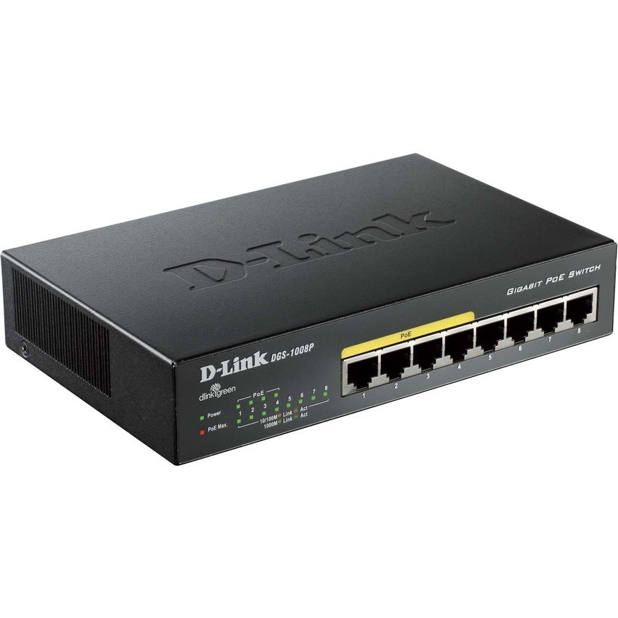 D-Link DGS-1008P 8 Ports Ethernet Switch - Gigabit Ethernet - 10/100/1000Base-T