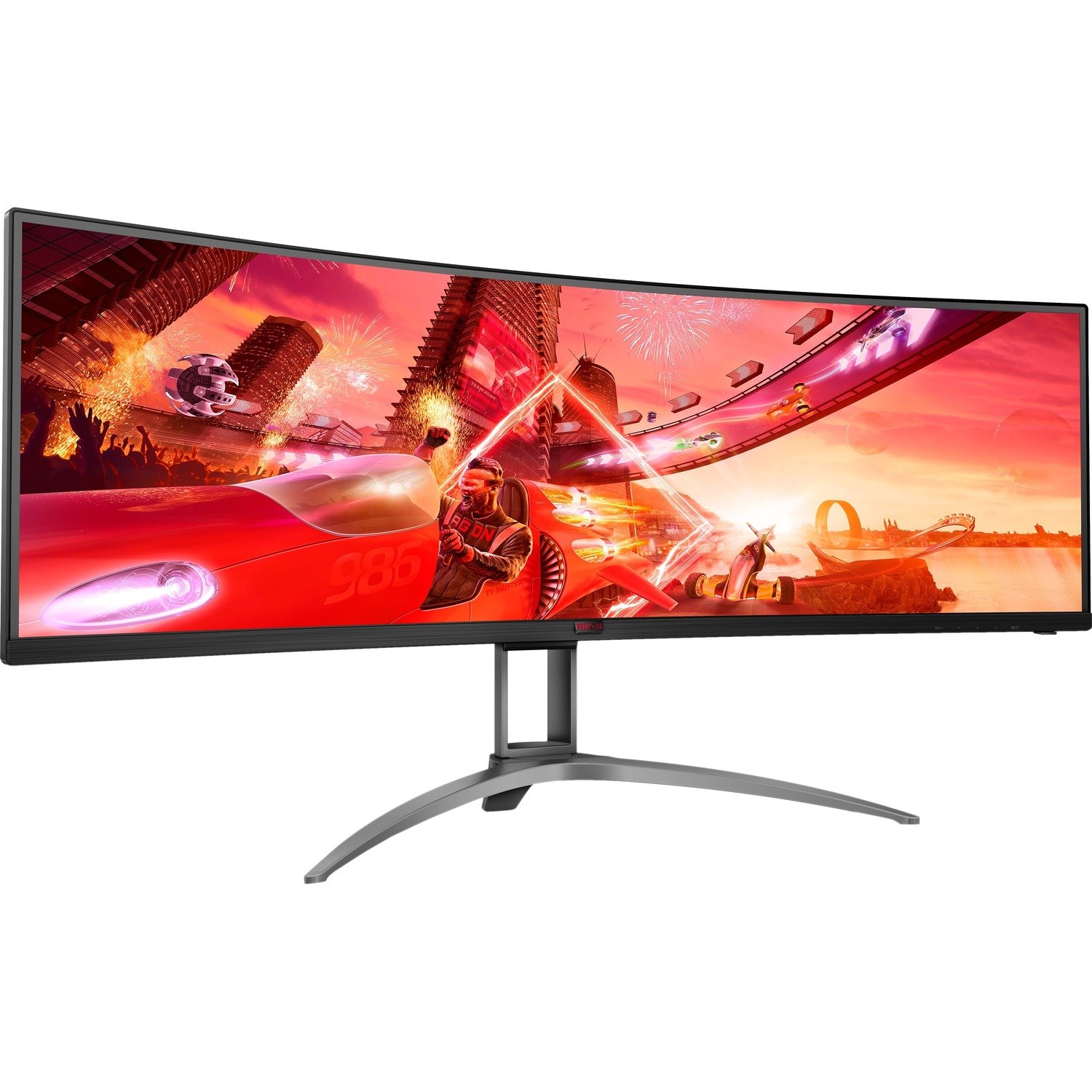 AOC AGON AG493QCX 49" Class Double Full HD (DFHD) Curved Screen Gaming LCD Monitor - 32:9 - Textured Black