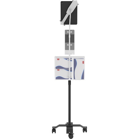 CTA Digital Compact Gooseneck Floor Stand for 7-13 Inch Tablets with Sanitizing Station & Automatic Soap Dispenser