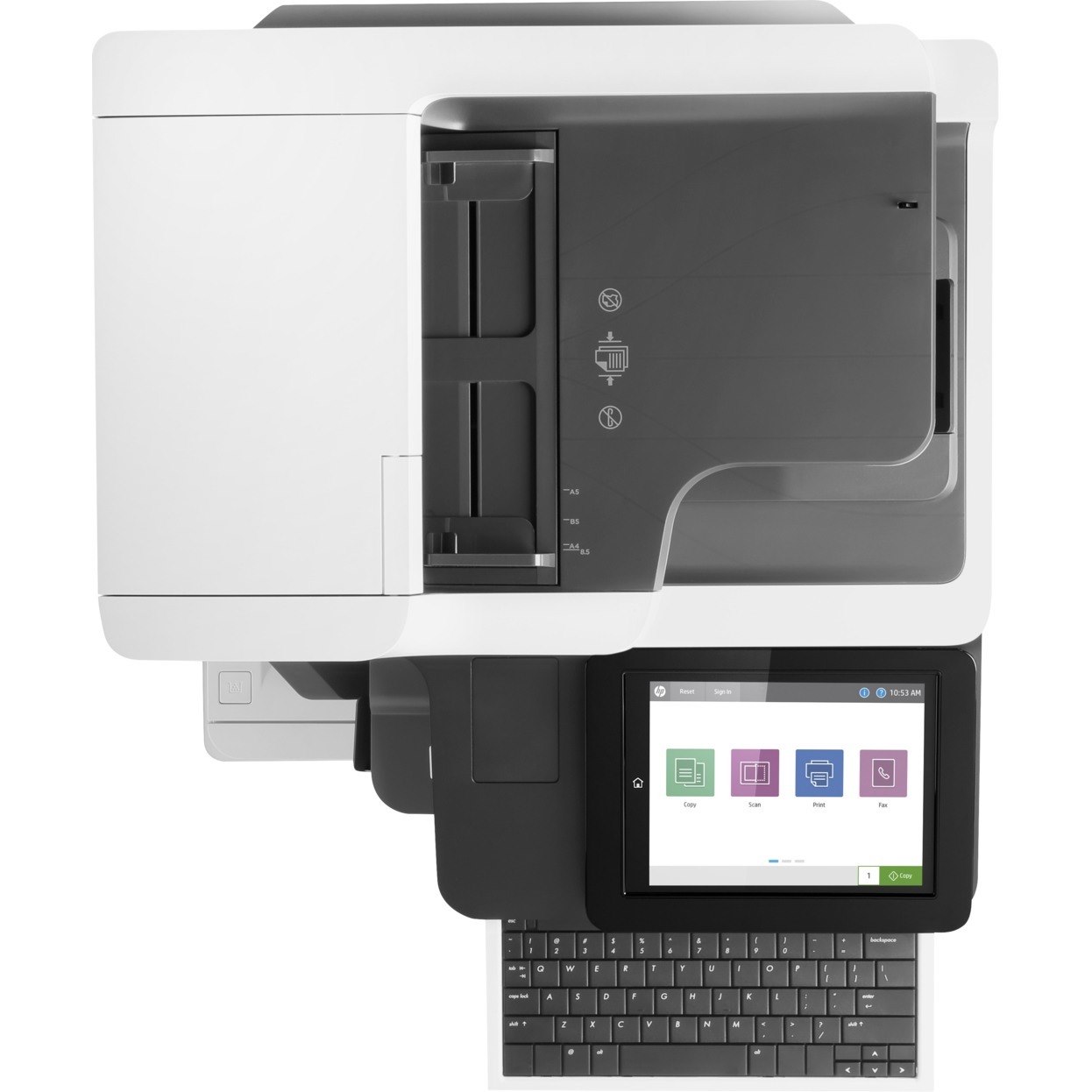 HP LaserJet M635 M635z Laser Multifunction Printer-Monochrome-Copier/Fax/Scanner-65 ppm Mono Print-1200x1200 Print-Automatic Duplex Print-300000 Pages Monthly-3200 sheets Input-Color Scanner-600 Optical Scan-Monochrome Fax-Gigabit Ethernet