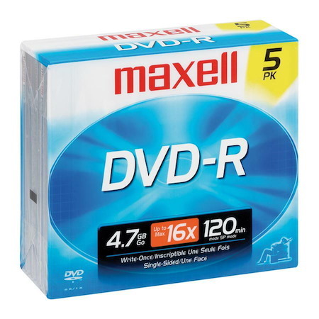 Maxell DVD Recordable Media - DVD-R - 16x - 4.70 GB - 1 Pack Jewel Case
