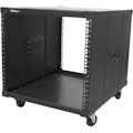 StarTech.com 4-Post 9U Mobile Open Frame Server Rack, 19" Network Rolling Rack for Narrow Spaces, Small Data Rack with Casters, TAA