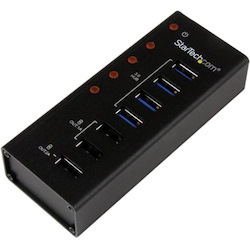 StarTech.com 4 Port USB 3.0 Hub plus 3 Dedicated USB Charging Ports (2 x 1A & 1 x 2A) - 5Gbps - Wall Mountable Metal Enclosure