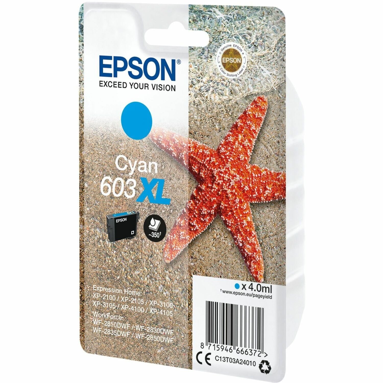 Epson 603XL Original Extra Large Yield Inkjet Ink Cartridge - Single Pack - Cyan - 1 Pack