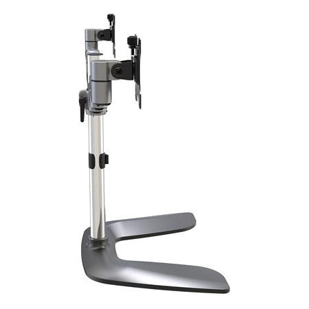 StarTech.com Dual Monitor Stand, Ergonomic Desktop Monitor Stand for up to 32"(17.6lb/8kg) VESA Displays, Free-Standing Adjustable, Silver