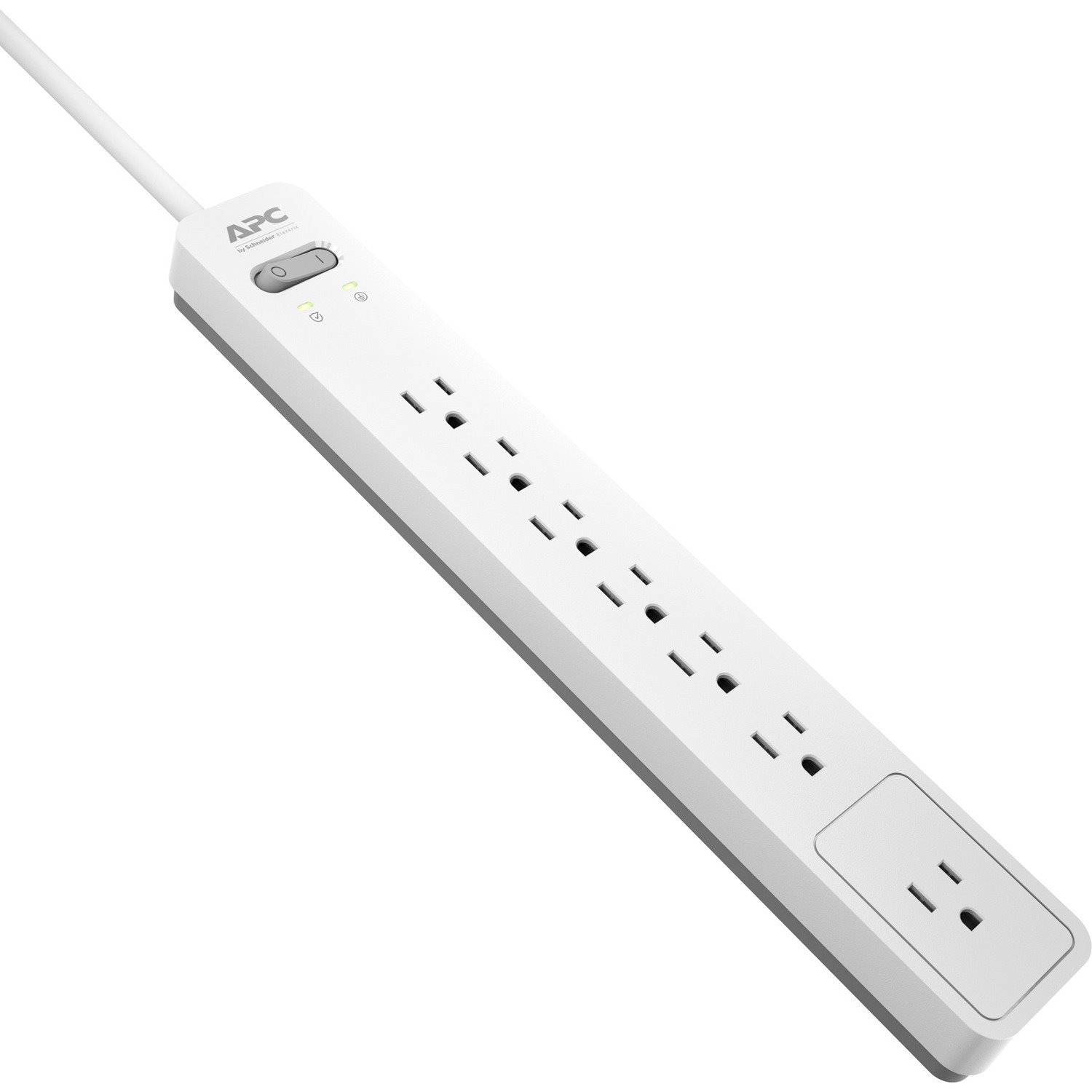 APC by Schneider Electric Essential SurgeArrest 7 Outlet 6 Foot Cord 120V, White and Grey