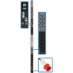Tripp Lite by Eaton 11.5kW 208-240V 3PH Monitored PDU - LX Interface, Gigabit, 48 Outlets, IEC 309 16/20A Red 360-415V Input, LCD, 1.8 m Cord, 0U 1.8 m Height, TAA