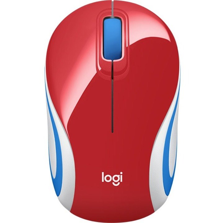 Logitech M187 Mouse - Radio Frequency - USB - Optical - 3 Button(s) - Red