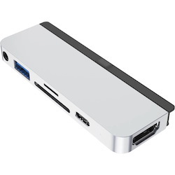 Hyper HD319B-SILVER Docking Station for Tablet PC - Memory Card Reader - microSD, SD - 60 W - Silver