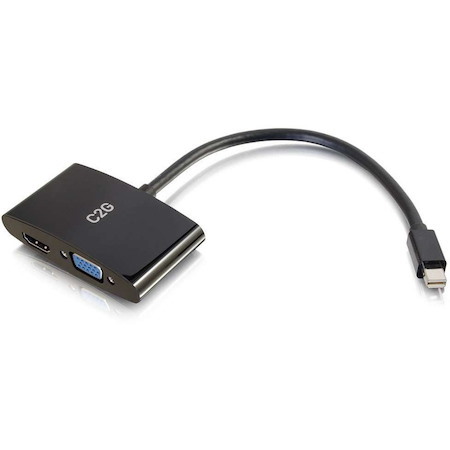 C2G 8in Mini DisplayPort to 4K HDMI or VGA Adapter - Black