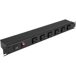 Rack Solutions 20A Horizontal Rackmount Power Strip with 6 Front Outlets (15ft Cord)