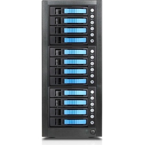 RAIDage JAGE9BT12HDBL Drive Enclosure 12Gb/s SAS, SATA/600 - Mini-SAS HD Host Interface Tower - Black, Blue