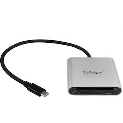 StarTech.com USB 3.0 Flash Memory Multi-Card Reader / Writer with USB-C - SD microSD and CompactFlash Card Reader w/ Integrated USB-C Cable