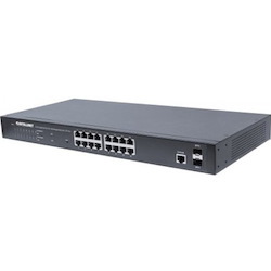 Intellinet 16-Port Gigabit Ethernet PoE+ Web-Managed Switch with 2 SFP Ports, 16 x PoE ports, IEEE 802.3at/af Power over Ethernet (PoE+/PoE), 2 x SFP, Endspan, 19 Rackmount" (With C14 2 Pin Euro Power Cord)