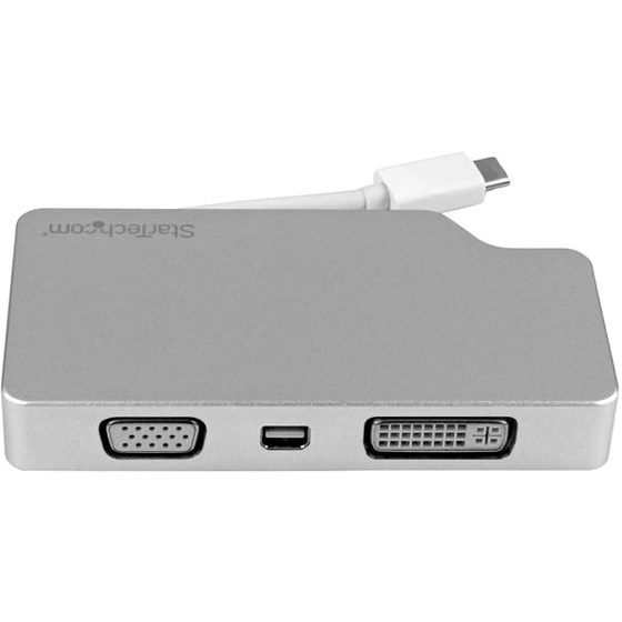 StarTech.com USB C Multiport Video Adapter 4K/1080p - USB Type C to HDMI, VGA, DVI or Mini DisplayPort Monitor Adapter - Silver Aluminum