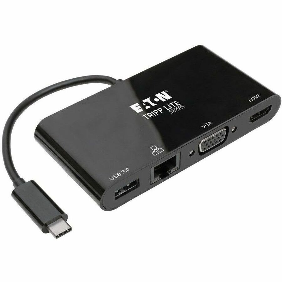 Eaton Tripp Lite Series USB-C Multiport Adapter - 4K HDMI, VGA, USB 3.x (5Gbps) Hub Port, GbE, HDCP, Black