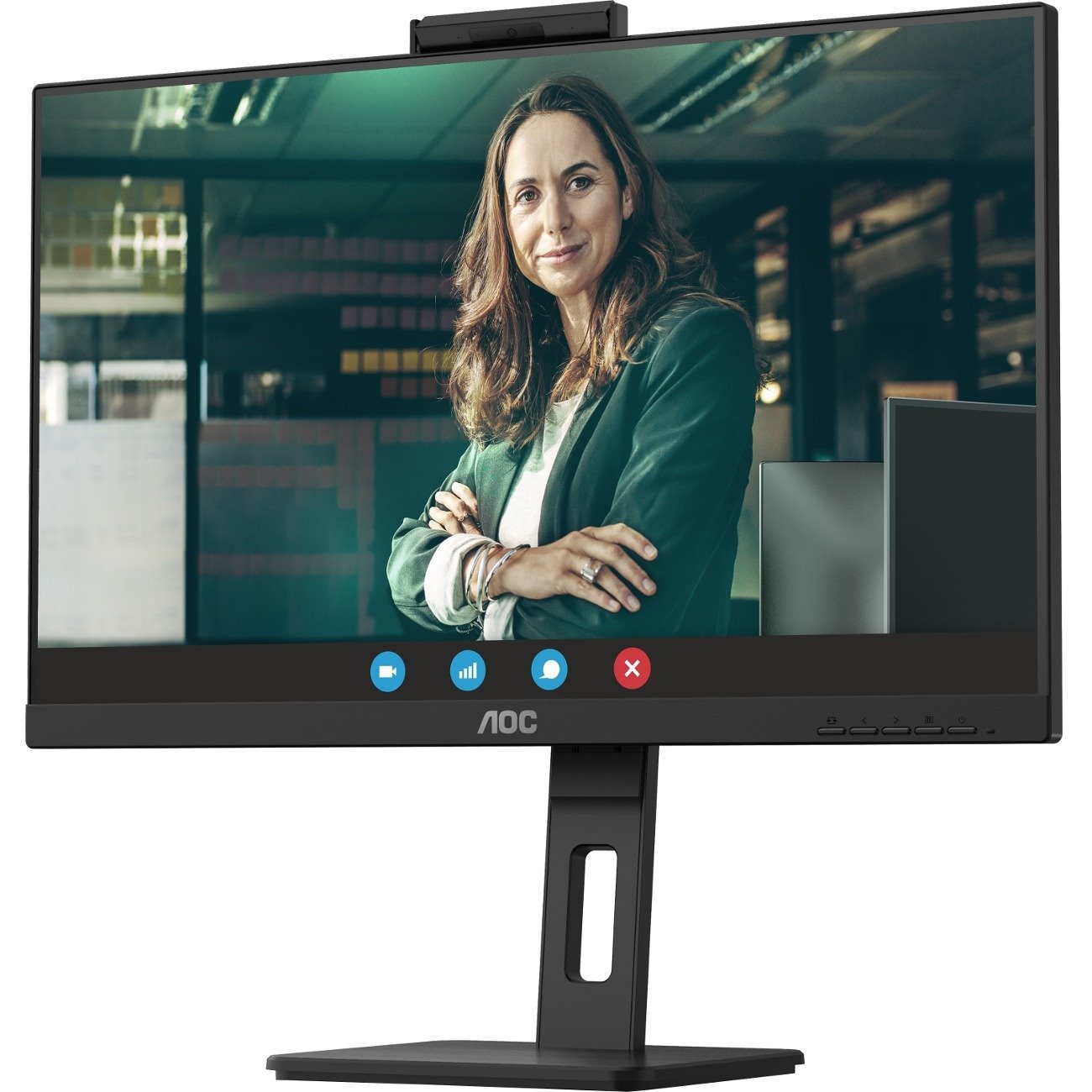 AOC 24P3CW 24" Class Webcam Full HD LCD Monitor - 16:9 - Textured Black