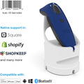 Socket Mobile SocketScan&reg; S730, Laser Barcode Scanner, Blue & White Charging Dock