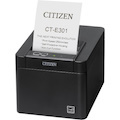 Citizen CT-E301 Desktop, Industrial Direct Thermal Printer - Monochrome - Receipt Print - Ethernet - USB - USB Host - Serial - With Cutter - Black