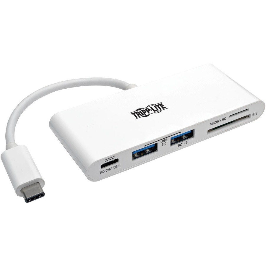 Eaton Tripp Lite Series USB-C Multiport Adapter, USB 3.x (5Gbps), USB-A/C Hub Ports, Card Reader and 60W PD Charging, White
