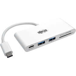 Tripp Lite by Eaton USB-C Multiport Adapter USB 3.x (5Gbps) USB-A/C Hub Ports Card Reader and 60W PD Charging White