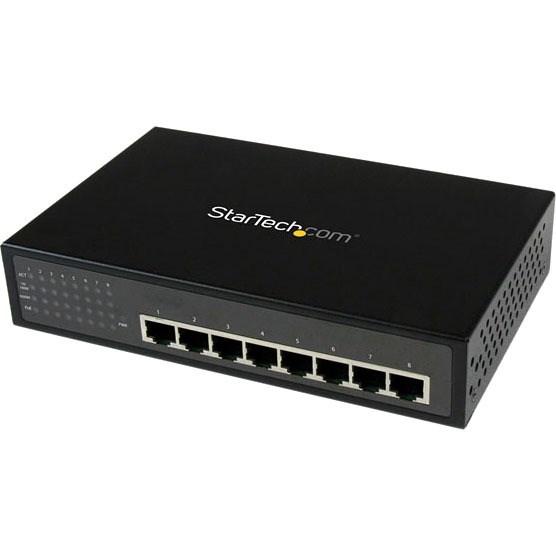 StarTech.com 8 Port Unmanaged Industrial Gigabit Power over Ethernet Switch - 802.3af/at PoE+ Switch - Wall Mountable