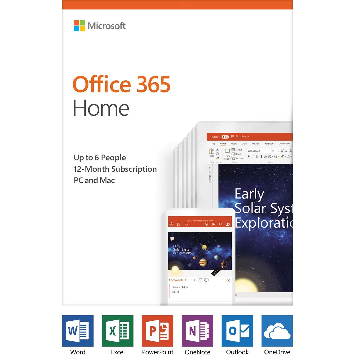 Microsoft Office 365 Home 32/64-bit - Subscription License - Up to 6 User, Up to 6 PC/Mac - 1 Year