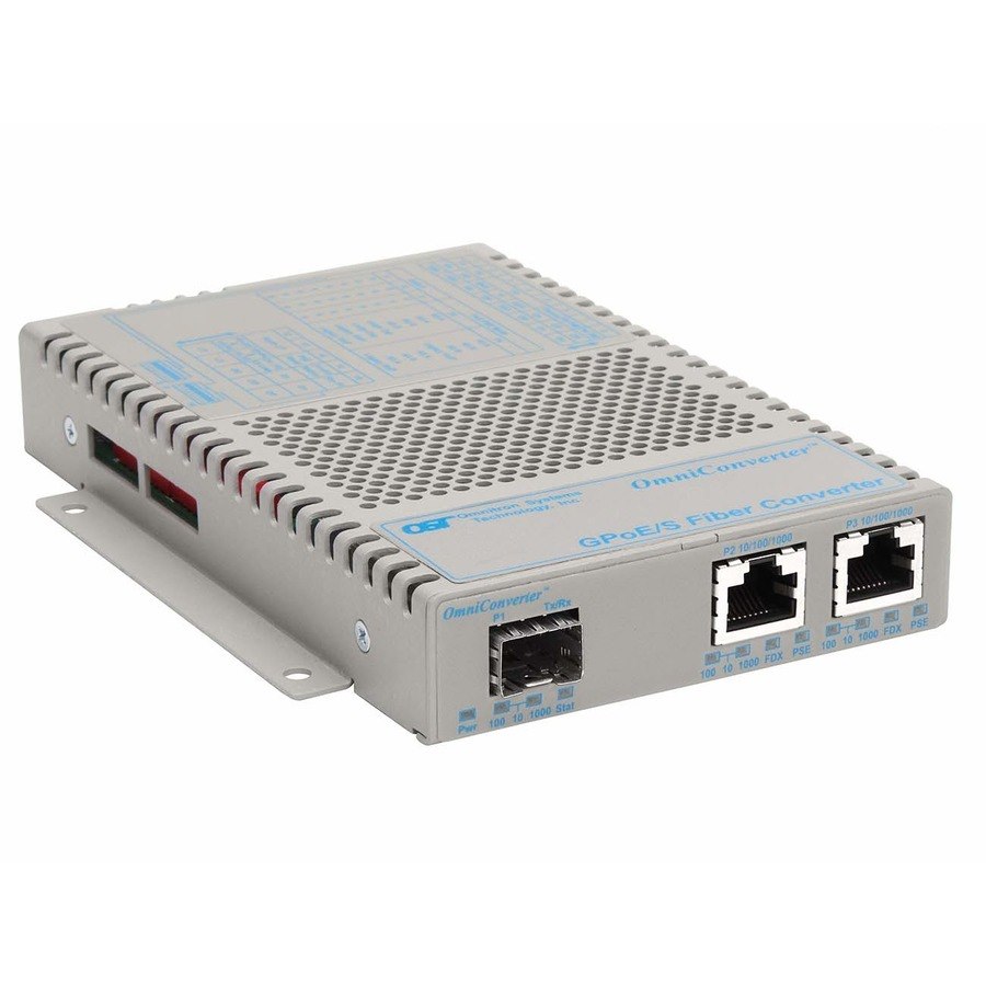 OmniConverter 10/100/1000 PoE Gigabit Ethernet Fiber Media Converter Switch RJ45 SFP Wide Temp