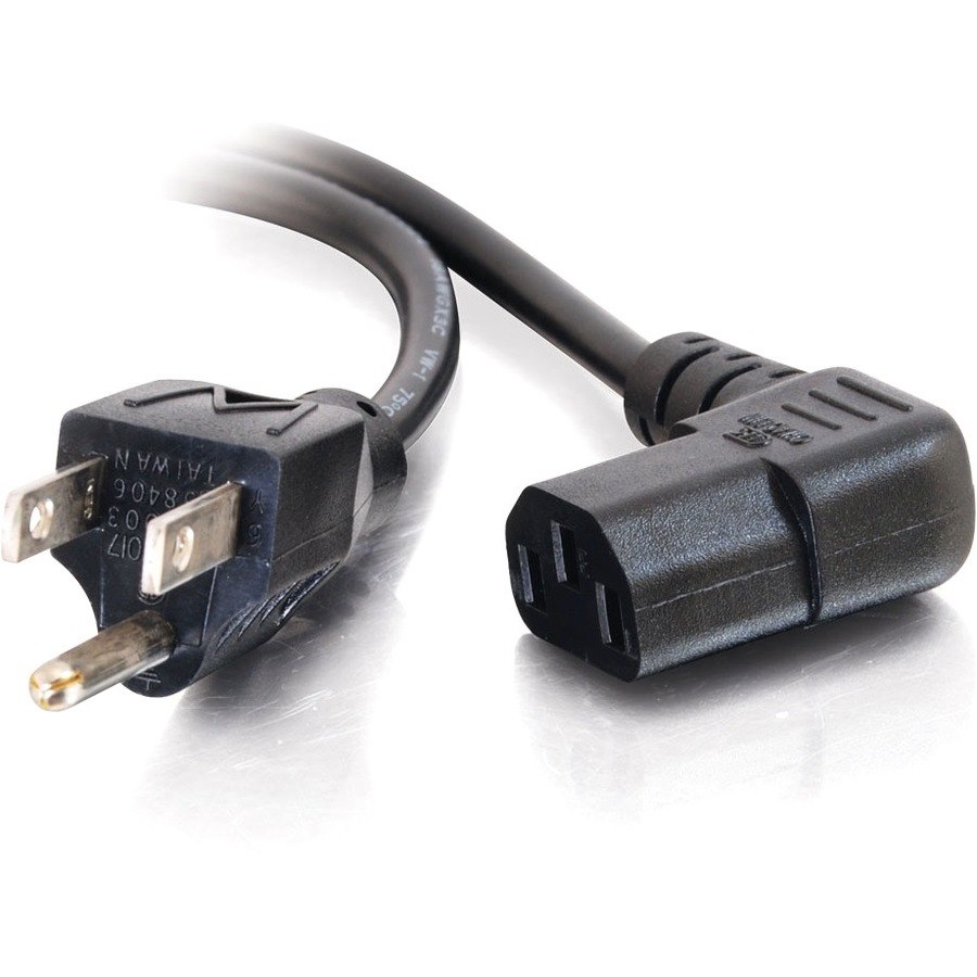 C2G 14ft 18 AWG Universal Right Angle Power Cord (NEMA 5-15P to IEC320C13R)