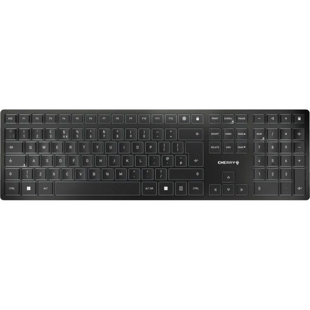 CHERRY KW 9100 SLIM Keyboard - Wireless Connectivity - English (US) - Black, Silver